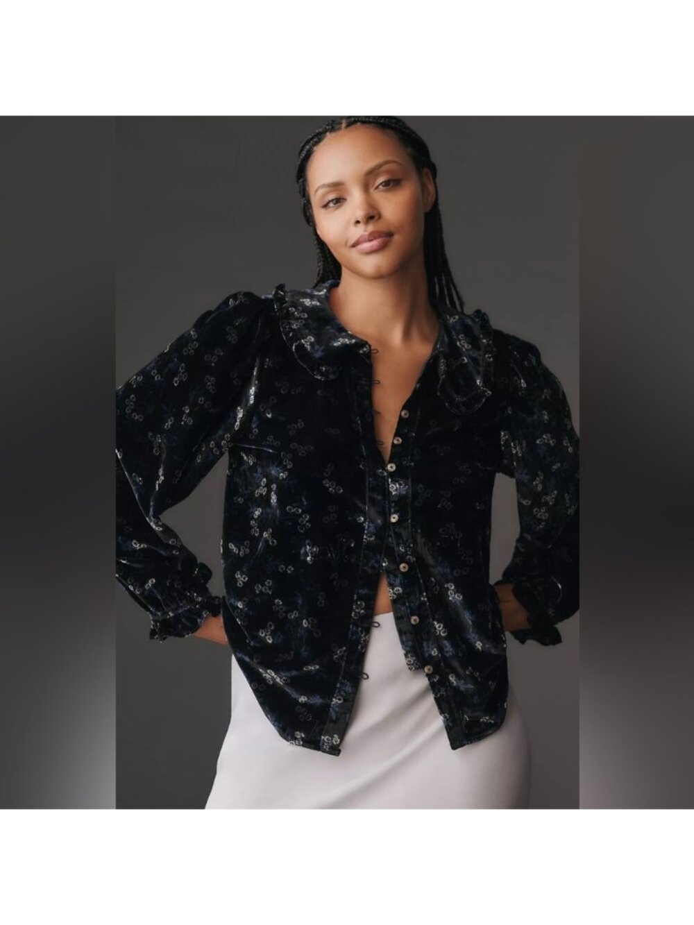 NWT Anthropologie 2X Plus Keira Collared Button-Front Blouse by Pilcro